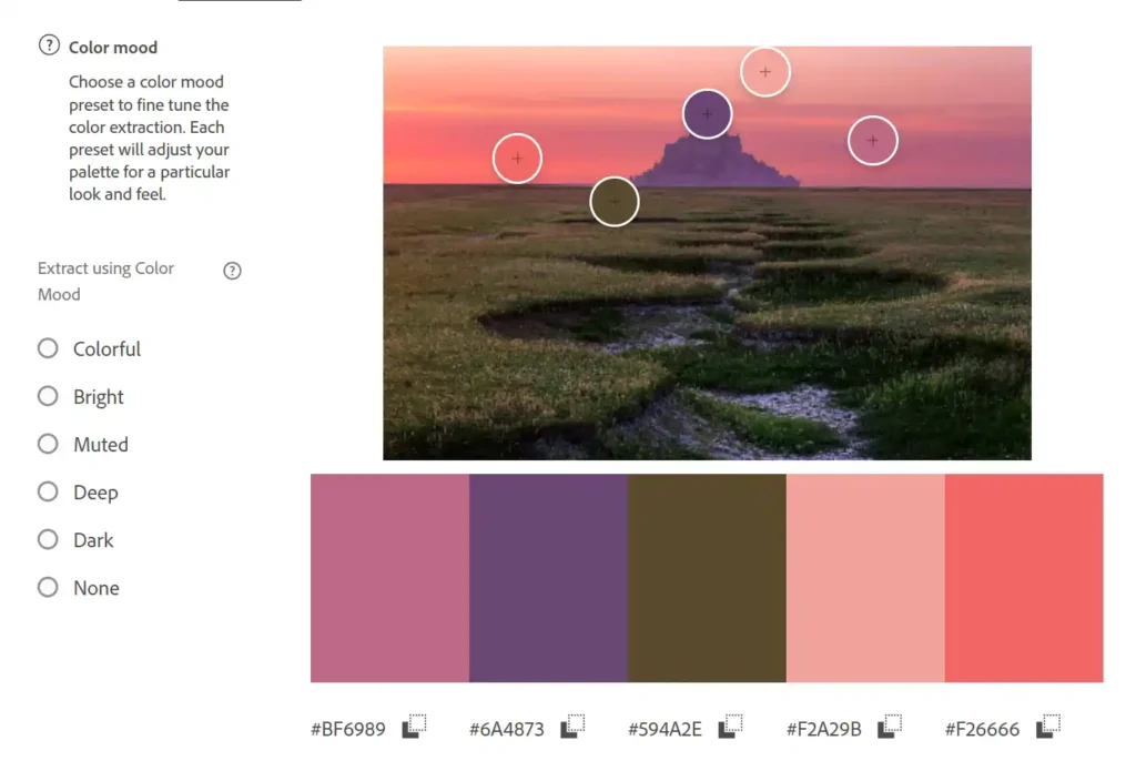 Screenshot of Adobe’s Color Extractor