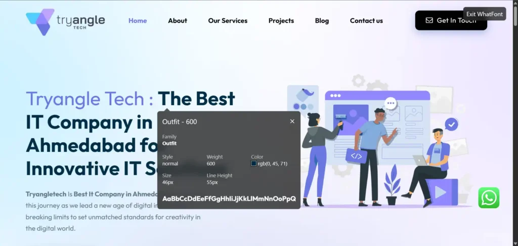 Screenshot of WhatFontTool in action